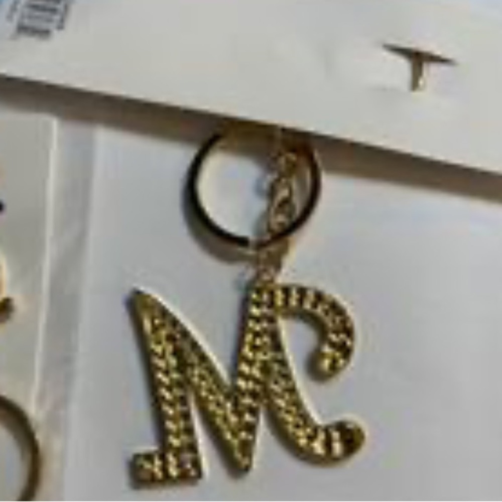 Pick (1) Rhinestone Gold Letters Keychains - Picture 3 of 3